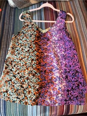 CAbi Floral Ombre Tank in Teal, Orange & Purple